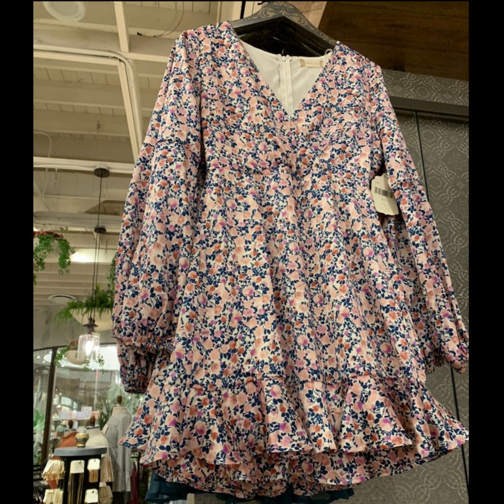 Altar’d State pink and navy floral dress!